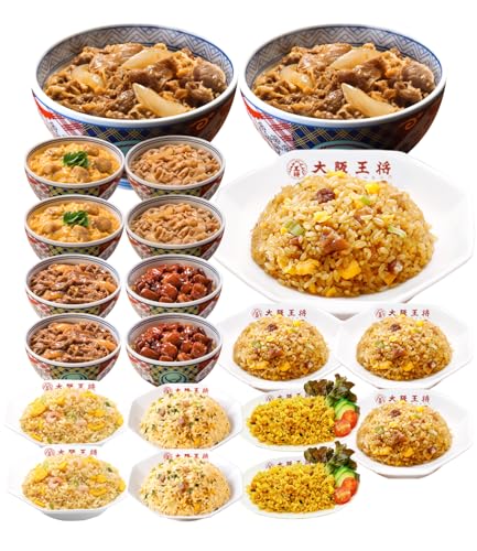 吉野家×大阪王将 丼の具&チャーハン バラエティ詰め合わせセット (合計20食) どんぶり 冷凍食品 牛丼の具 親子丼 豚丼 牛焼肉丼 炒飯 仕送りの商品画像（Amazon）