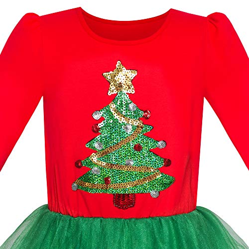 Sunny Fashion Girls Dress Reindeer Headband Santa Christmas Long Sleeve Party Dress3