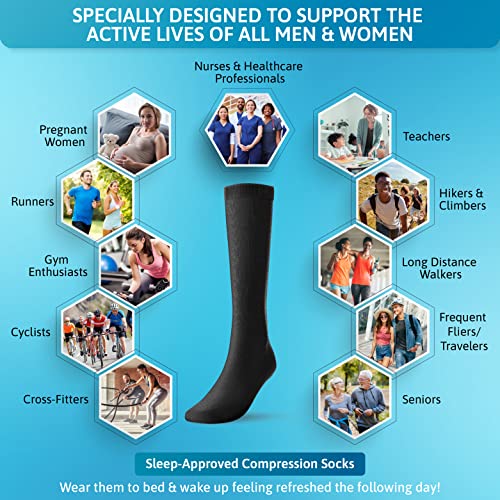 compression socks for men and women - 20-30 mmhg zipper knee high medical compression stockings calf fits up to 16 in - 1 pair perfect for athletic nurses travelers edema circulation pregnancy