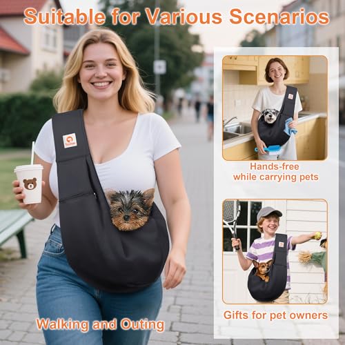 Image of Tomkas Small Dog Sling Carrier - Classic Pocket & Classic Strap & Classic Pocket - for 3-10 lbs Pets(Black)