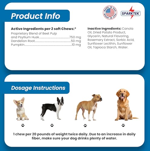 Image of Digestive Probiotic for Gut and Anal Gland Health for Dog Constipation Relief Soft Fiber Chews Developed to Support The Digestive System and Anal sac Health for Normal Bowel Movement, brown