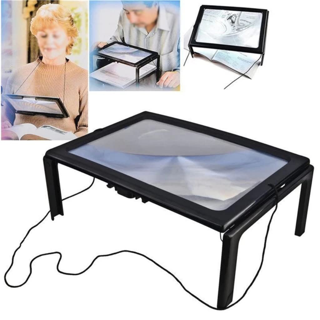 DEUYO Loupe de Lecture rectangulaire Pliable avec lumière, loupe de Table Pliante Portable Warm as Ever
