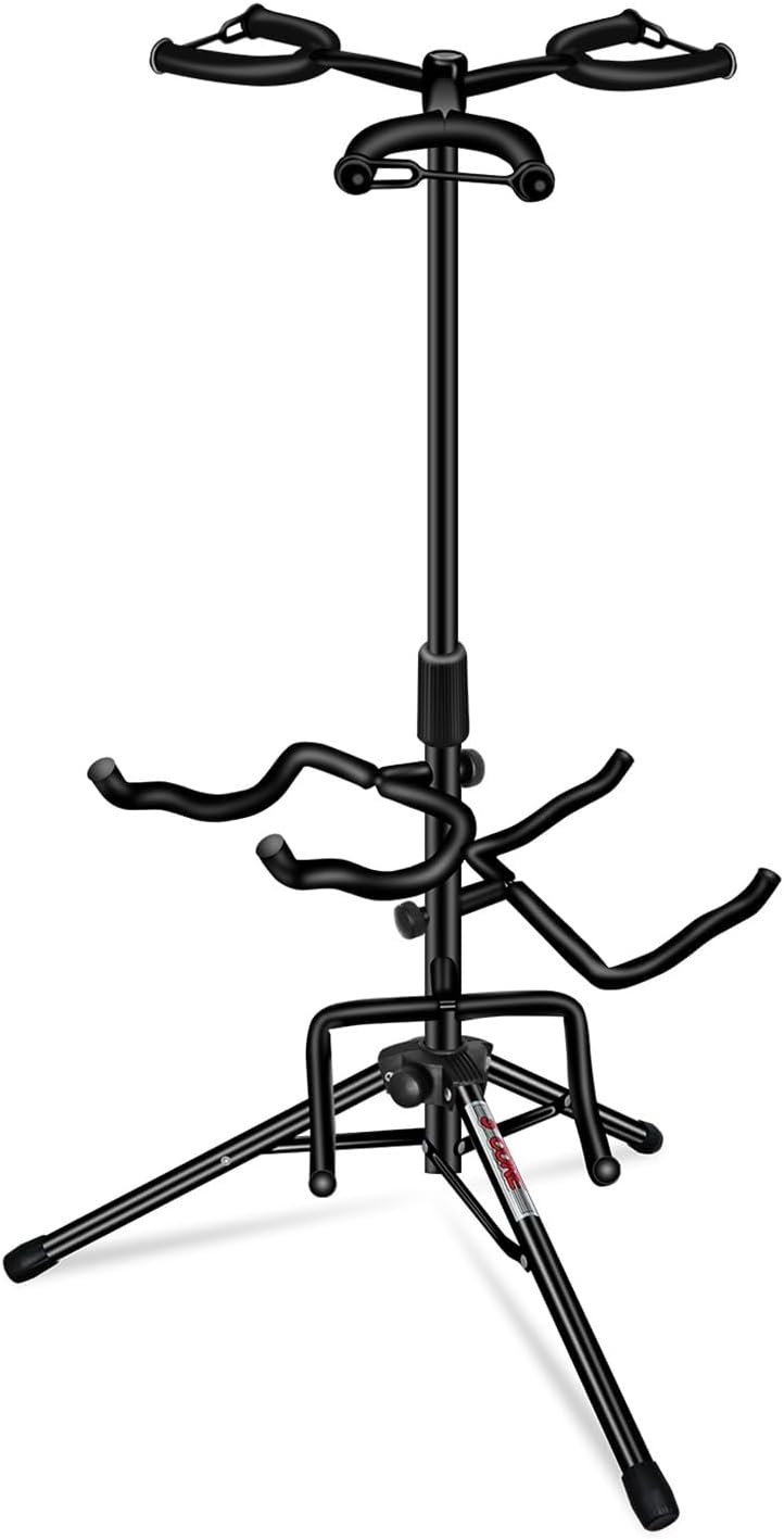 5 CORE Triple Guitar Stand Adjustable Floor Stand with Neck Holders Universal Support for Acoustic Electric Classical & Bass Guitars – GSH 3N1
