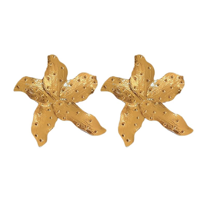 Gold Flower Earring Gold Statement Earrings for Women Bohemian Pendant Earrings Large Geometric Flower Fluttering Earrings Exaggerated Metal Fan-Shaped Jewelry Suitable for Women Teen Girls