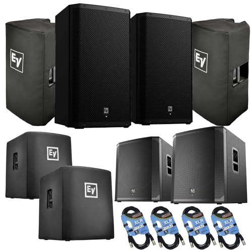 (2) Electro-Voice ZLX-15P-G2 15? 1000W Powered Speaker, (2) EV ZLX-15P-G2 Covers, (2) EV ELX200-18SP, (2) EV ELX200-18SP Covers, (4) XLR Cables Bundle