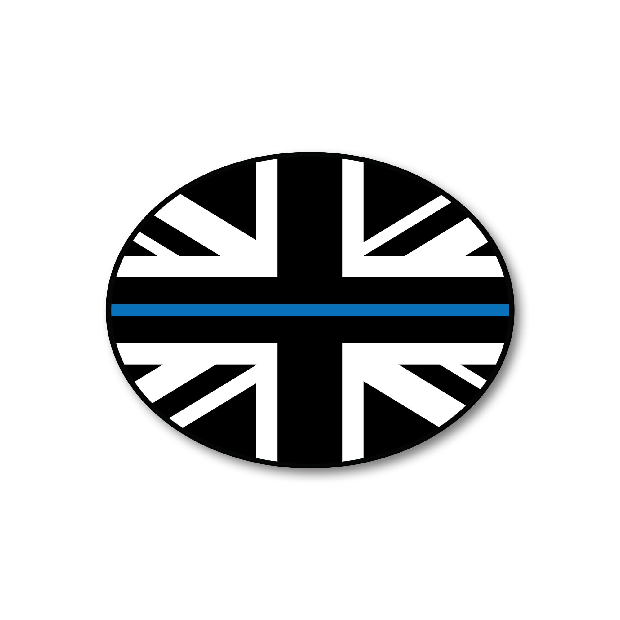 Sport Merchandise Black & White Union Jack Thin Blue Line Flag Car Sticker – Patriotic Uk Flag Decal Supporting Police, Uk Law Enforcement & Community Officer Services – Weatherproof Vinyl Car Accessory (Blue)