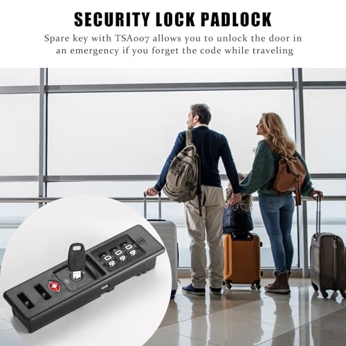 2 PCS TSA Certified Embedded T-S-A 007 Zipper Luggage Locks, Suitable for PC, ABS, PP Rigid Zipper Luggage Case Password Lock Replacement, with 2PCS Spare T-S-A 007 Key 5