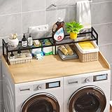 Washer and Dryer Topper, Laundry Countertop with Anti-Slip Pads, Washer Dryer Topper for Laundry Room Organization and Storage (Light Wood)