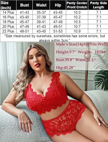 Image of Avidlove Plus Size Lingerie Set for Women Sexy Lace Halter Bralette High Waist Panty Set