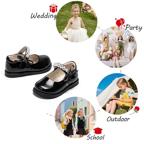 Image of PHIRAMIN Toddler Girl Mary Jane Student Oxford Shoes-Little Girl School Uniform Shoes for Wedding Party