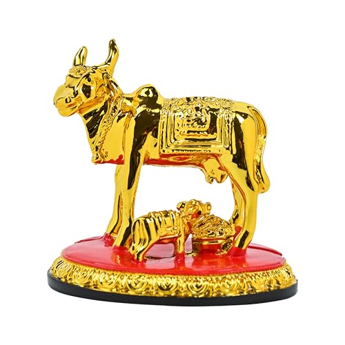 Image of ZAICUS Kamdhenu Cow and Calf Showpiece - Decorative Statue for Home & Office, Symbol of Prosperity and Wealth, Feng Shui Good Luck Diwali Gift