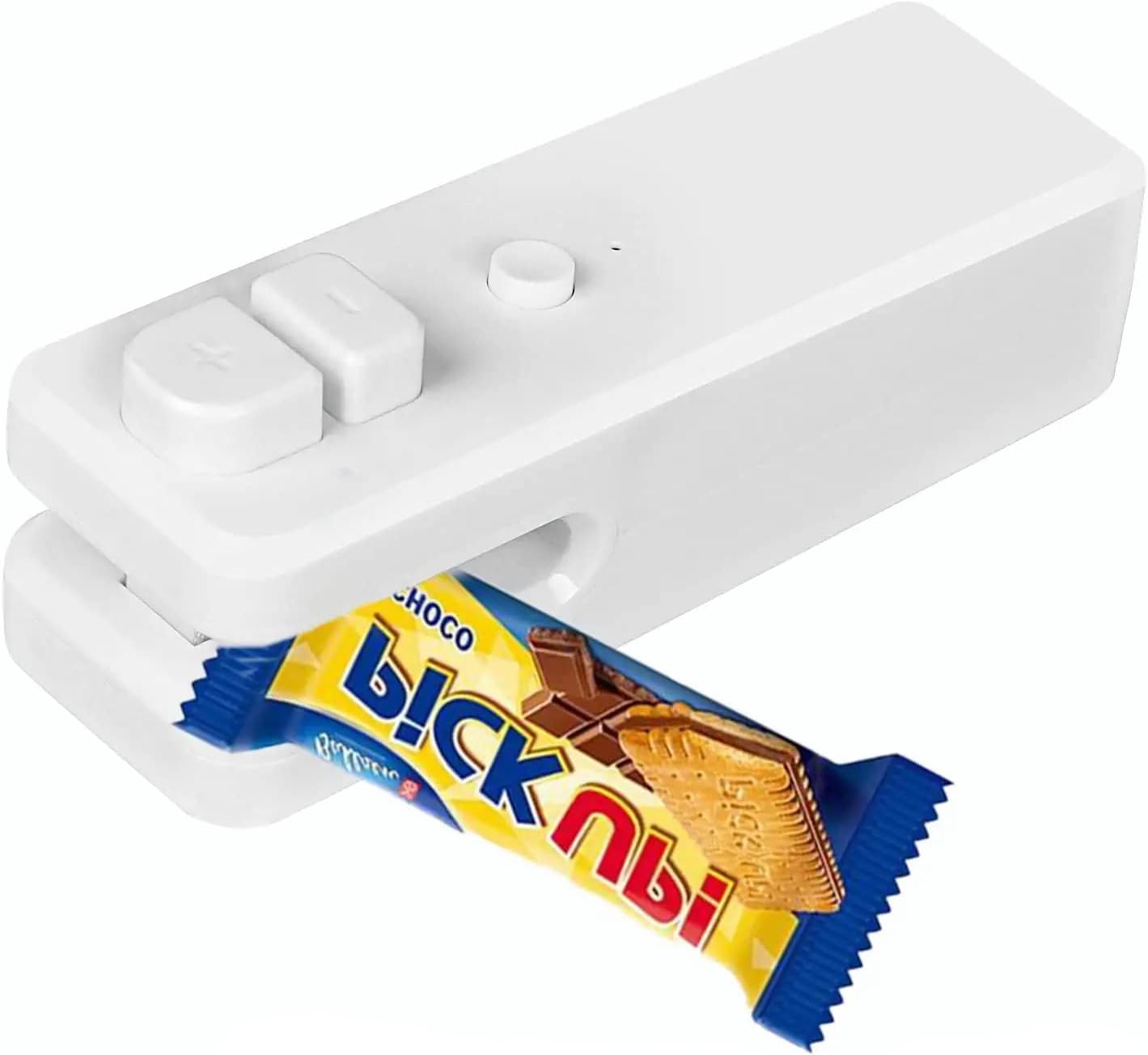 MAKINGTEC Chip Bag Sealer, Handheld Heat Vacuum Sealer and Cutter, Portable Chip Bag Resealer Machine for Snack Plastic Fresh Bags Cookies White (white)