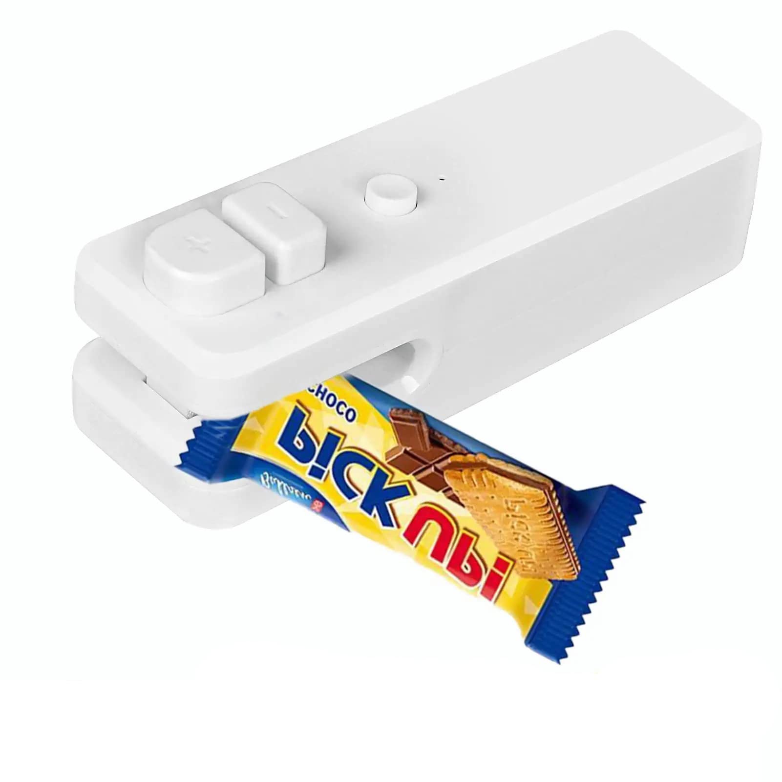 MAKINGTEC Chip Bag Sealer, Handheld Heat Vacuum Sealer and Cutter, Portable Chip Bag Resealer Machine for Snack Plastic Fresh Bags Cookies White (white)