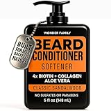 Biotin Beard Conditioner & Softener for Men – with Aloe Vera & Collagen, Moisturizing Cream for Coarse Dry Hair, Beard and Skin – Sandalwood Scent Care Leave In Conditioner Alternative for Black Men