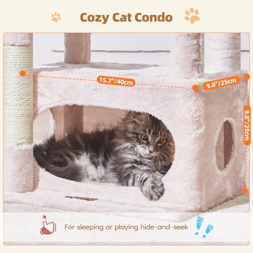 Image of Taoqimiao Cat Tree,38.2-Inch Cat Tower for Indoor Cats,Suitable for Kittens with luxurious cat condo with adjustable baskets and luxurious perch MS029SP Jelly Pink