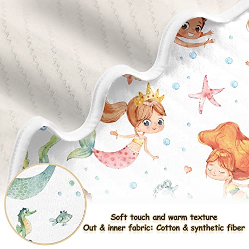 Image of Swaddle Blanket for Watercolor Mermaid Baby Receiving Blanket Muslin Baby Swaddles Soft Cotton Breathable Nursery Blankets for Unisex Boys and Girls 30x40 Inch