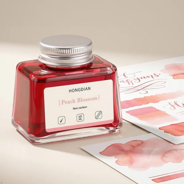 Image of HONGDIAN, Ink Bottle - Non Carbon | Peach Blossom | 60ml Premium Writing Ink.