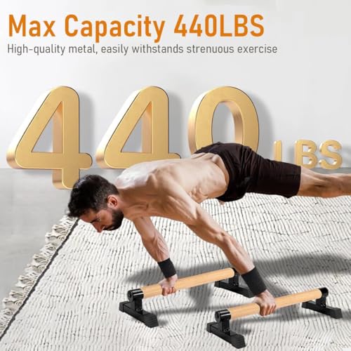 Image of bodymechanicsglobal Mini Parallettes, Push up bar 10 * 5 * 4 inc, Calisthenics bar, Push-up Stand, Wooden parallettes