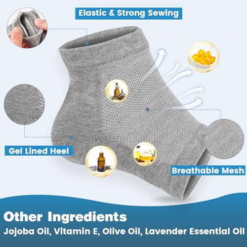 Image of TEAWOO 6 Pairs Moisturizing Heel Socks for Cracked Heel Treatment