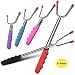 PPOGOO Extendable Marshmallow Roasting Sticks Set of 5 Barbecue Skewers Stainless Steel Cookware Forks