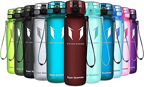 Super Sparrow Sports Water Bottle – 350ml & 500ml & 750ml & 1000ml – Non-Toxic BPA Free & Eco-Friendly Tritan Co-Polyester Plastic – For Running, Gym, Yoga, Outdoors and Camping