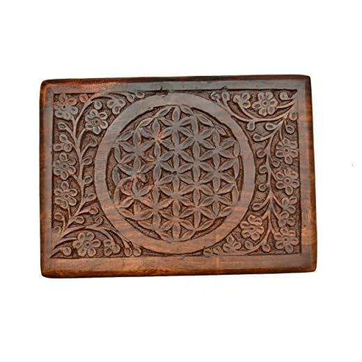 Carved Wood Flower of Life Box