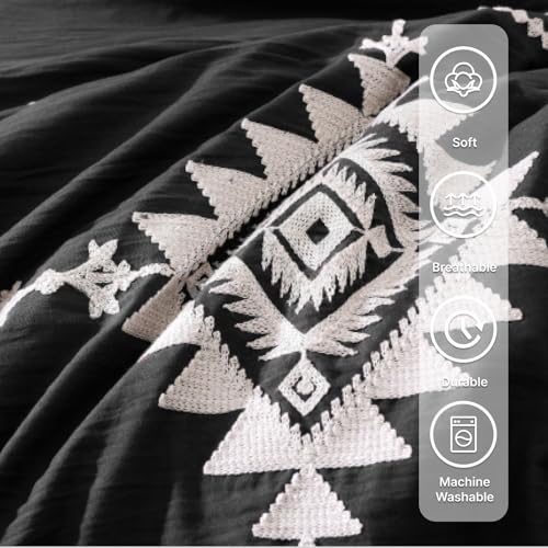 Image of MaiReve Embroidery Oversized Queen Comforter Set 7 Pieces Bed in a Bag