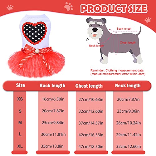 Dog Dress Cute Pet Puppy Clothes Hloiday Dog Outfit Doggie Cat Red Heart Sundress Costumes for Small Dogs Girl (Medium… - Image 7