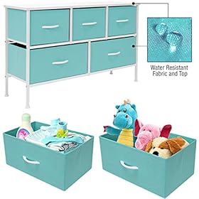 Sorbus Kids Dresser with 5 Drawers - Storage Chest Organizer Unit with Steel Frame, Wood Top, Easy Pull Fabric Bins… 51w6qfIWybL. SS280