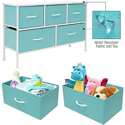 Sorbus Kids Dresser with 5 Drawers - Storage Chest Organizer Unit with Steel Frame, Wood Top, Easy Pull Fabric Bins… 51w6qfIWybL. SS400