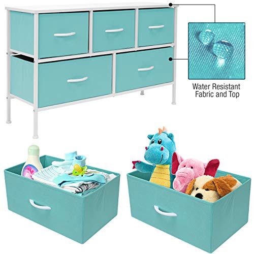 Sorbus-Dresser-with-5-Drawers-Furniture-Storage-Chest-for-Kids-Teens-Bedroom-Nursery-Playroom-Clothes-Toys-Steel-Frame-Wood-Top-Fabric-Bins-Pastel-Aqua 51w6qfIWybL