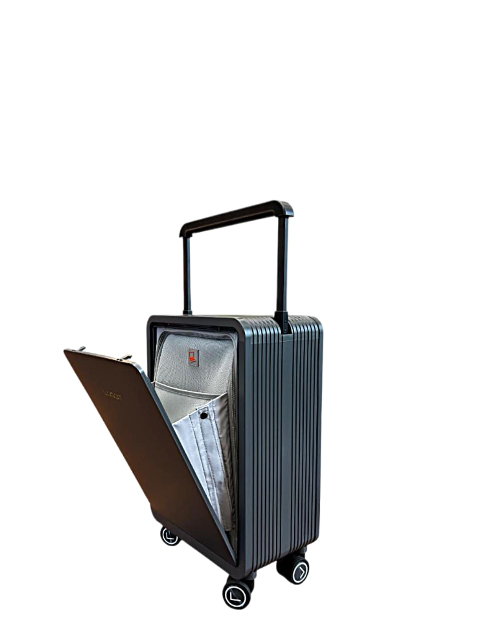 Premium Executive 20-Inch Cabin Trolley Bag | Polycarbonate Hard Shell with Front Opening Butterfly Lock | 360° Spinner Wheels & Wide Telescopic Handle | Smart Carry-On for Travel (Grey)-image-37
