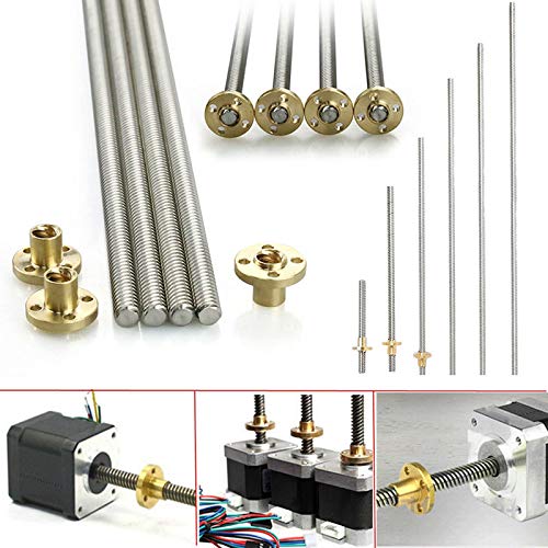 Lysee 3D Printer Parts & Accessories - 100-600mm 3D Printer T8 8mm Rod Lead Screw Nut Z Axis Linear Rail Bar Shaft for 3D Printer Accessories C26 - (Size: 300mm)