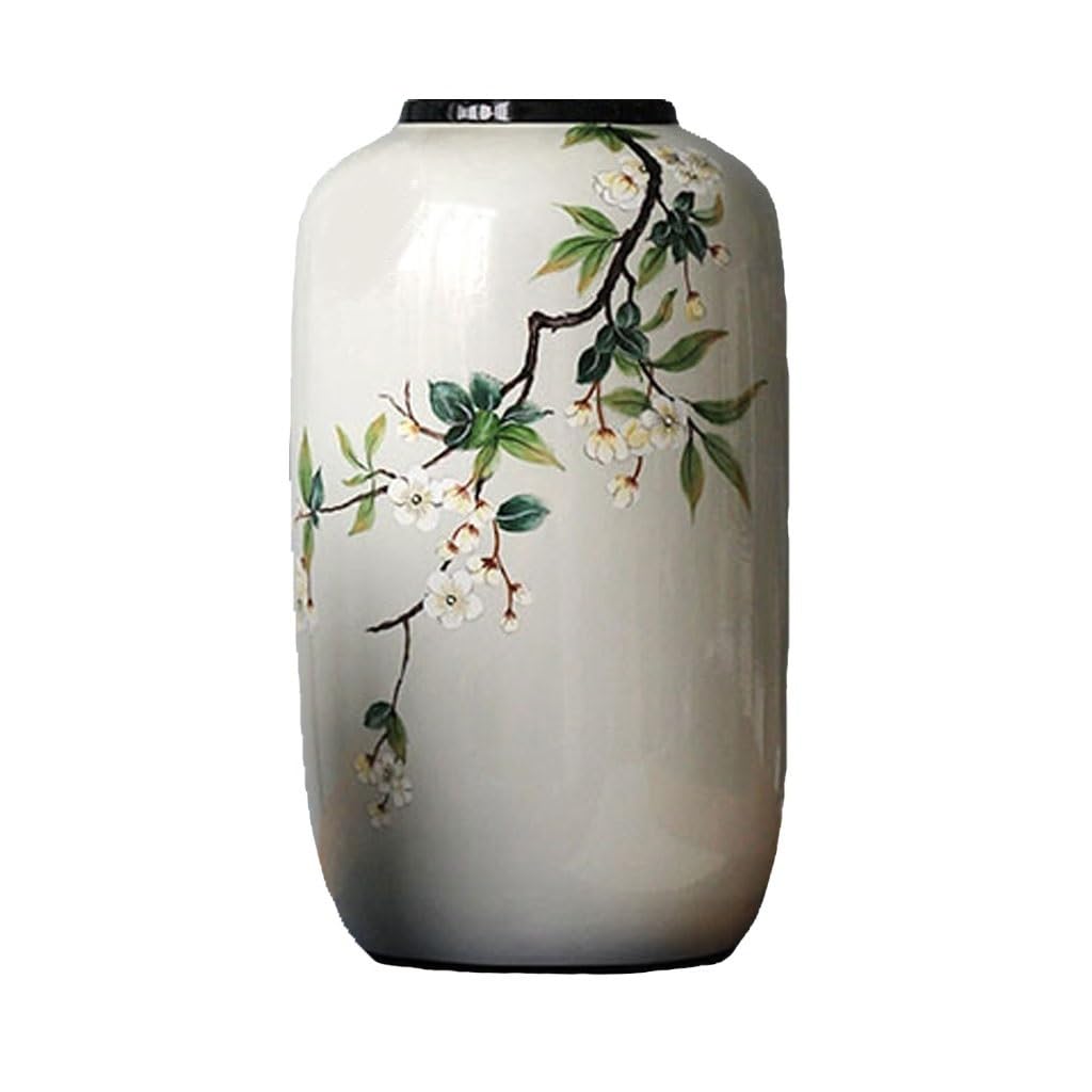 asdchZen Vases Retro Round Ceramic Vase Ornament Living Room Entrance Flower Art Home Hydroponic Creative Chinese Decorative Flower Vessel Flowers Vases