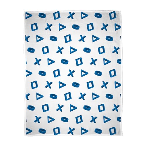 PlayStation Fleecedecke, offizielles Lizenzprodukt, weißes und blaues Controller-Design, superweich, warm, perfekt für Teenager-Spielzimmer, Camping...