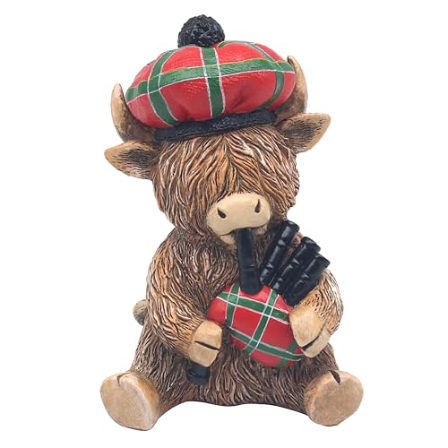 Lesser & Pavey Highland Cow Piper Ornament l LP75452 Brown