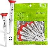 &FUN(アンドファン)ゴルフティー ラバーヘッド ロングティー 5段階目盛り 黒リング付 80mm 6本入 高さ安定 飛距離アップ (Red)