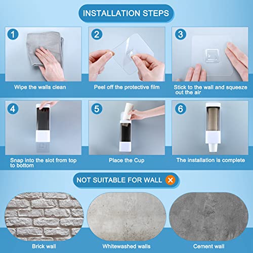 Pull Type Cup Dispenser 2 Pieces Bathroom Water Cup Holder Fits 3-5 Oz Small Cups Adhesive Wall Mounted Cup Dispenser With Paste Plate For Disposable Paper Cups Home Office (White, Single) #TOP4
