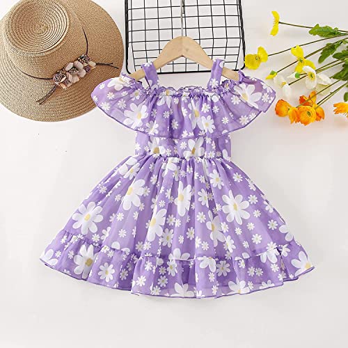 Image of Buy & Try Girls Summer Lightweight Georgette Floral Printed Frock Dress, Sleeveless Princess for Baby Girls, Stylish Fancy Kids Party & Casual Outfit