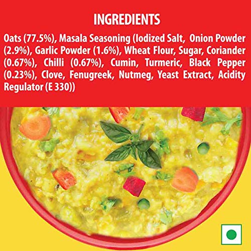 Image of Bagrry's Masala Oats| Classic Homestyle| Source of Protein| High Fibre| Helps Manage Weight| Breakfast Cereal| Healthy Snack|Made with 100% Whole Grain Oats| Masala Oats 40g Each, (Pack of 22)