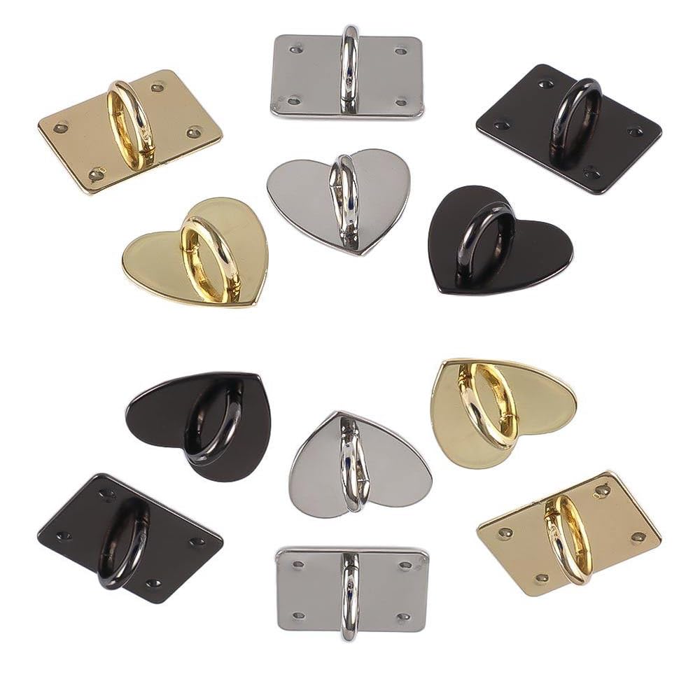 12 Pcs Phone Charm Hook Metal Phone Finger Grip Square Heart Shaped Phone Case Hooks Self-Adhesive Phone Wristband Clasps Hooks