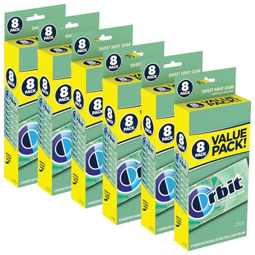 ORBIT Sweetmint Sugarfree Chewing Gum Bulk, 8 Packs of 14-Pieces, Case of 6