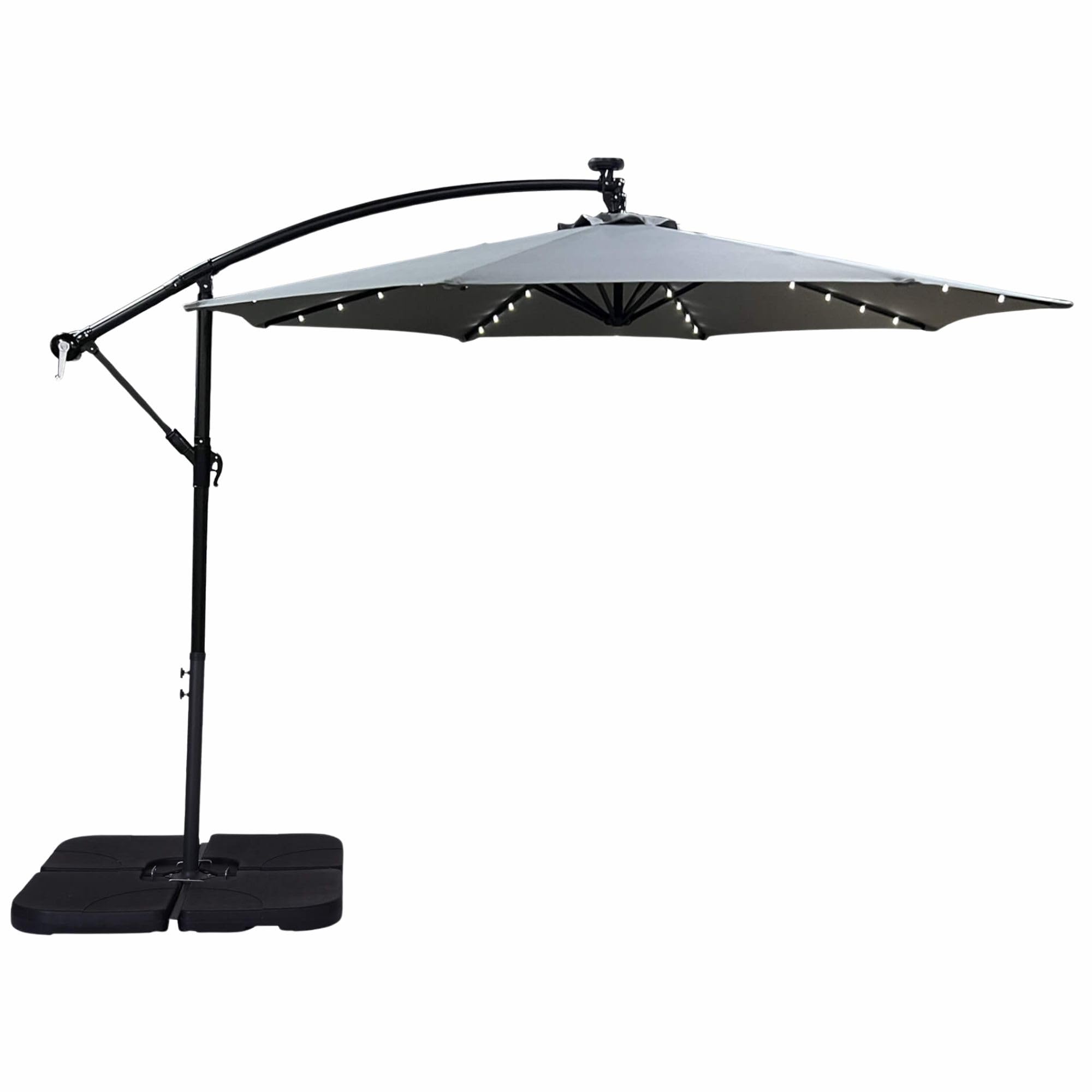 AKORD Pied de Parasol Carré UB 50x50 4 pièces | Pied de parapluie pour parasol 60 L / 80 kg Remplissable avec de L'eau ou du Sable | Matériau HDPE | Noir