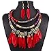 Produktbild Schmuck Set Drop Ohrringe Erklärung Halskette Ethnic Elegant Festival/Holiday Native American Feather Black/Red/Blue for Wedding Party Daily, Rot,One Size