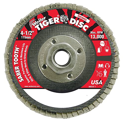 Weiler 804-50105 Saber Tooth Type 29 Angled Flap Disc, Ceramic Grain, 40 Grit, 5/8