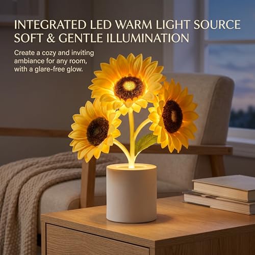 Lampe tournesol fleur 3 têtes veilleuse LED rechargeable USB - 5