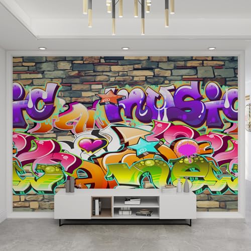 Papier peint mural coloré graffitis 3D autocollant cuisine
