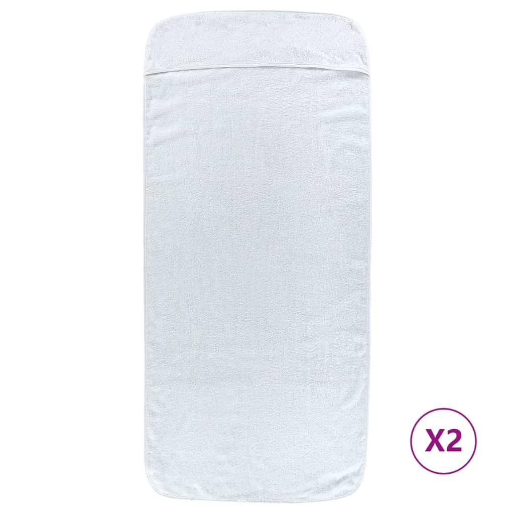 Toallas de playa 2 unidades blanco 75 x 200 cm 400 g/m², material absorbente suave y resistente a la arena, solapa antideslizante para tumbonas, toalla de viaje ligera y portátil para playa