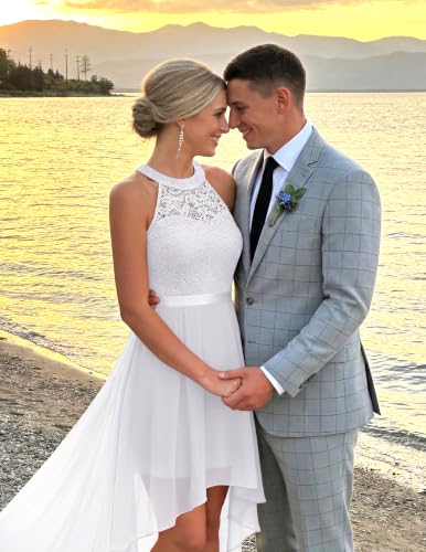Image of Wedtrend Women's Semi Formal Dresses Halter Bridesmaid Dresses Wedding Guest Dress High Low Prom Dress