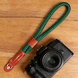 Green Handwoven Cotton Camera Wrist Strap Durable Adjustable Camera Band For Mirrorless And Digital Cameras